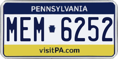 PA license plate MEM6252