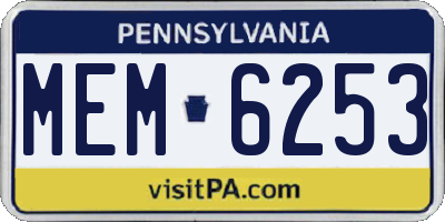 PA license plate MEM6253