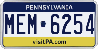 PA license plate MEM6254