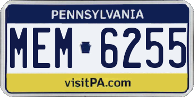 PA license plate MEM6255