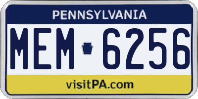 PA license plate MEM6256