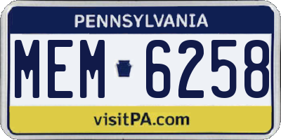 PA license plate MEM6258