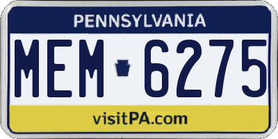 PA license plate MEM6275