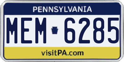 PA license plate MEM6285