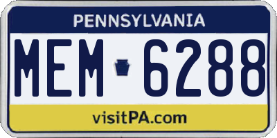 PA license plate MEM6288