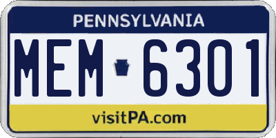PA license plate MEM6301