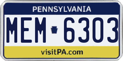 PA license plate MEM6303