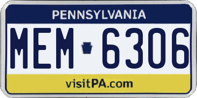 PA license plate MEM6306