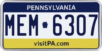 PA license plate MEM6307