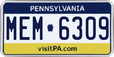 PA license plate MEM6309