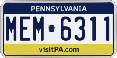 PA license plate MEM6311
