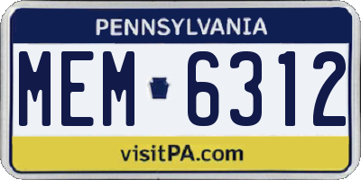 PA license plate MEM6312