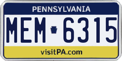 PA license plate MEM6315
