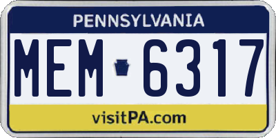 PA license plate MEM6317