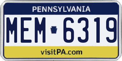 PA license plate MEM6319