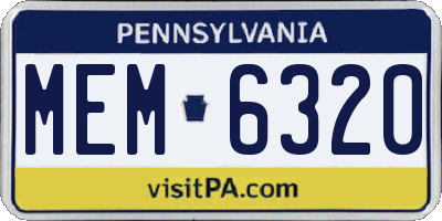 PA license plate MEM6320