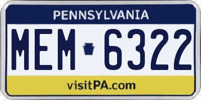 PA license plate MEM6322