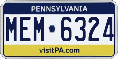 PA license plate MEM6324