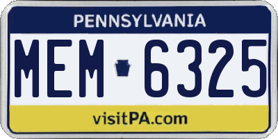 PA license plate MEM6325