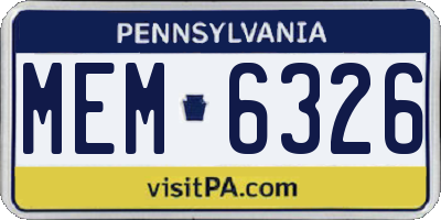 PA license plate MEM6326