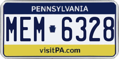 PA license plate MEM6328