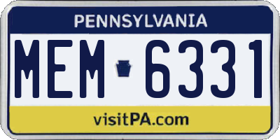 PA license plate MEM6331