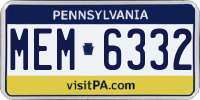 PA license plate MEM6332