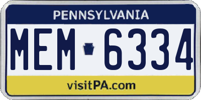 PA license plate MEM6334
