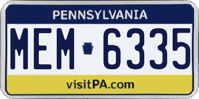 PA license plate MEM6335