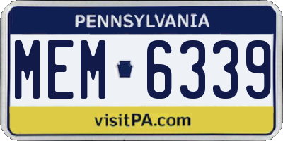 PA license plate MEM6339