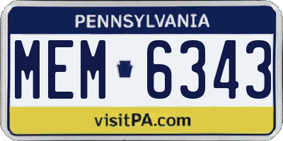 PA license plate MEM6343