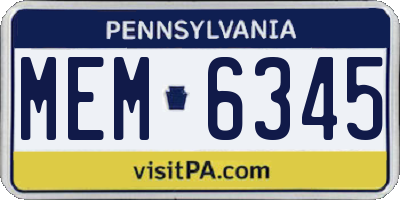 PA license plate MEM6345