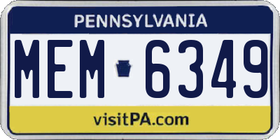 PA license plate MEM6349