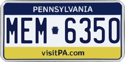 PA license plate MEM6350