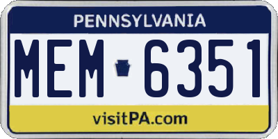 PA license plate MEM6351