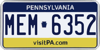 PA license plate MEM6352