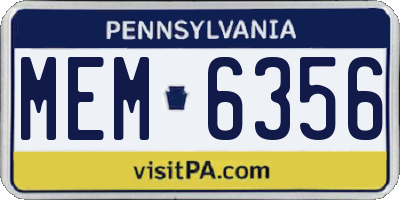 PA license plate MEM6356
