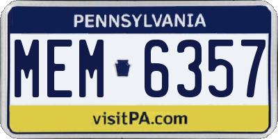 PA license plate MEM6357