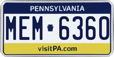 PA license plate MEM6360