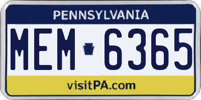 PA license plate MEM6365
