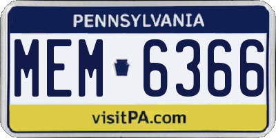 PA license plate MEM6366