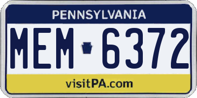 PA license plate MEM6372