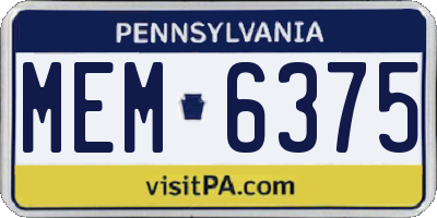 PA license plate MEM6375