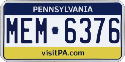PA license plate MEM6376