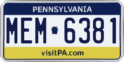 PA license plate MEM6381