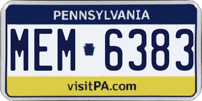 PA license plate MEM6383