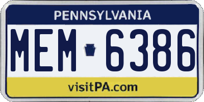 PA license plate MEM6386