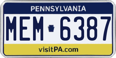 PA license plate MEM6387