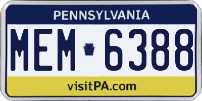 PA license plate MEM6388