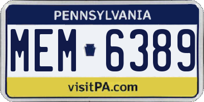 PA license plate MEM6389